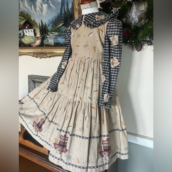 Original Daisy Kingdom Noah’s Ark Animal Crackers 2- Pc Pinafore Apron Dress‼️ - Picture 9 of 11